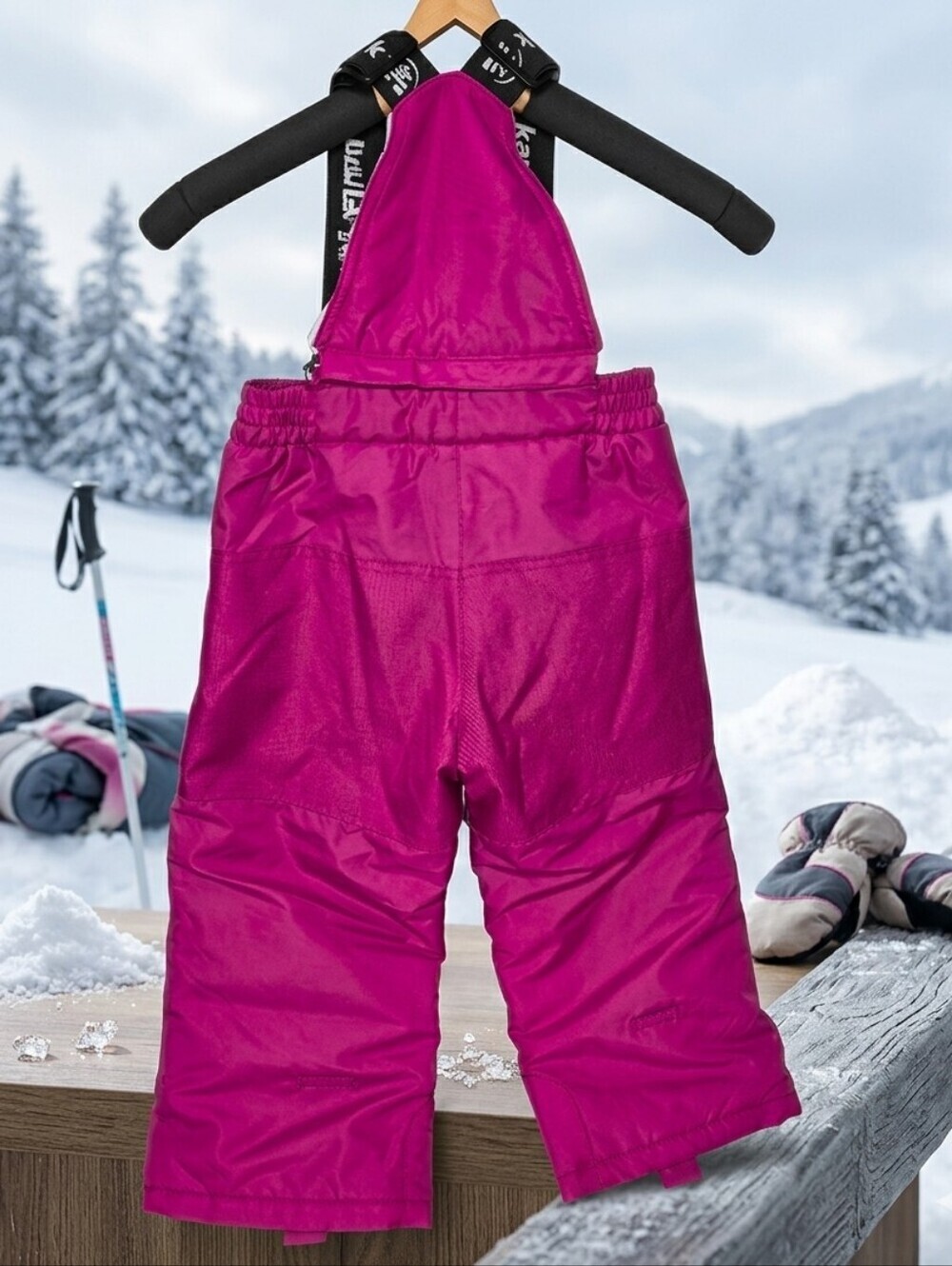 385 Kamik Girls' Harper Snowboard Ski Bibs in Magenta | Size 4 - Picture 2 of 7
